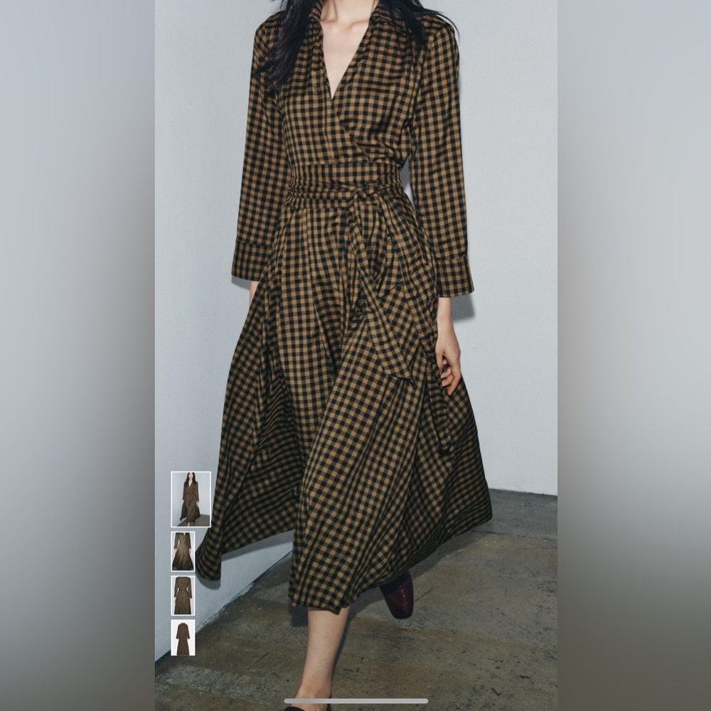 Zara Plaid Wrap Dress NWT